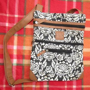 Stone Mountain black/white flower lockport handbag purse
